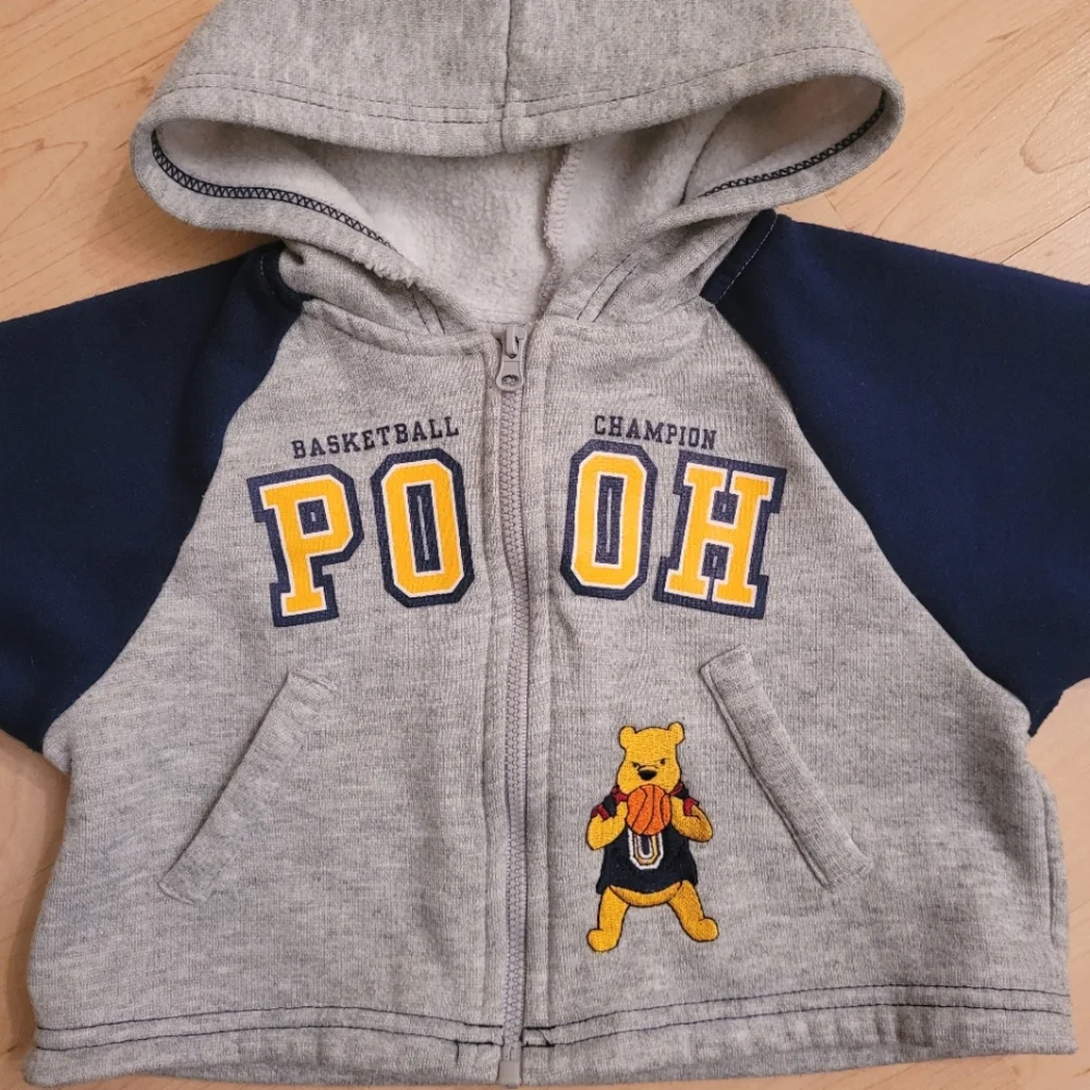 Vintage 1990s Y2K Disney Winnie the Pooh zip-up infant hoodie hooded sweatshirt